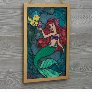 Disney Ariel and Flounder Stained Glass Wall Art - Blue and Brown